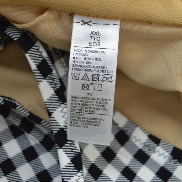 GAP Plus Size Black & White Gingham Check One Piece Halter Tie Swimsuit Size XXL - Picture 5 of 7